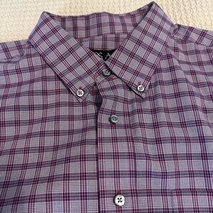 Jos A Bank Men's Deep Purple Plaid Button-Down (X-Large)